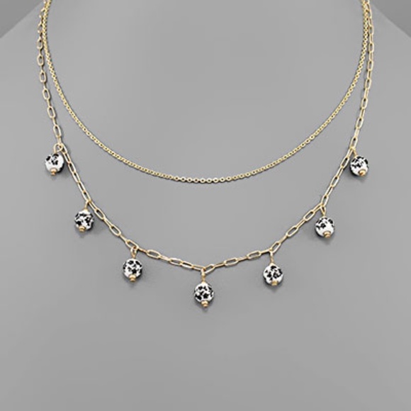 Printed Ball Charm Layered Necklace - Picture 1 of 1